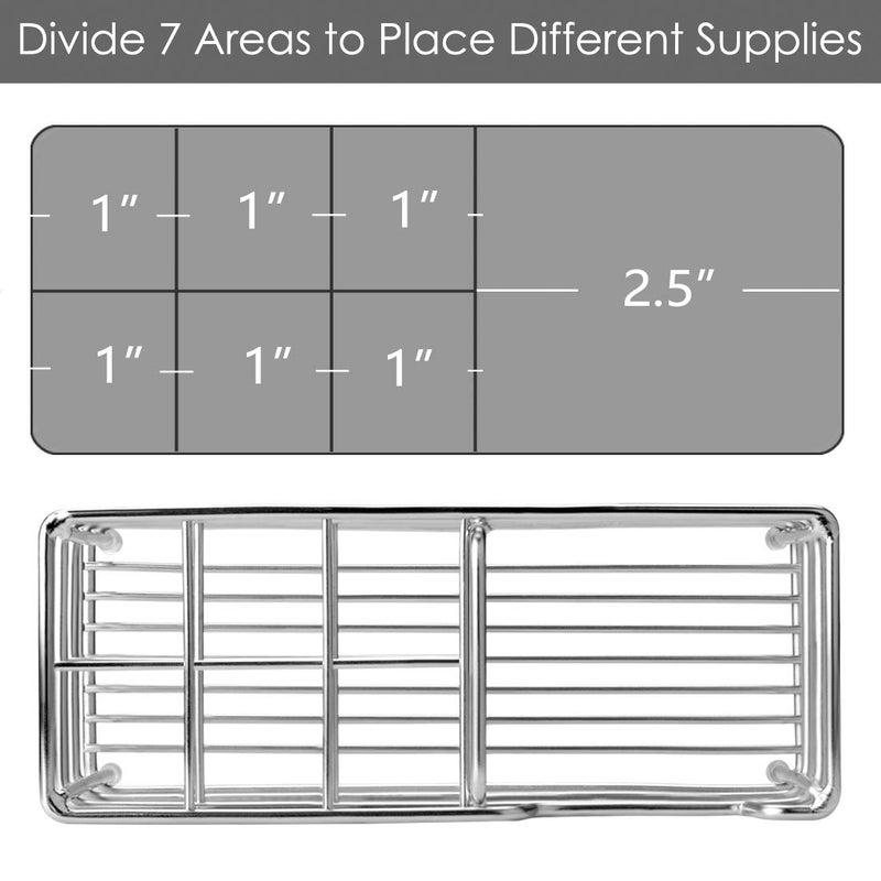 Linkidea Toothbrush Holder for Shower, Bathroom, Stainless Steel Tooth Brush Storage Stand Rack, Wallmount/Countertop 7 Slot Organizer Compatible with Colgate Extra Clean, Oral-B CrossAction - Image 3